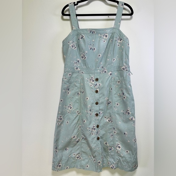 GAP | Overall Style Blue Floral Linen Blend Dress - Picture 1 of 7